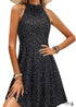Women's Boho Stand Neck Off Shoulder Sleeveless Dress